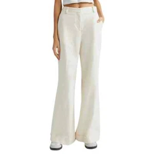TWP Howard Pant Womens Size 2 Winter White Cuffed Wide Leg High Rise Trouser NEW - Picture 1 of 12