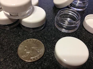 Beauty Containers Empty Plastic Small Cosmetic Jars 3 ml Gram White Cap 500 5052 - Picture 1 of 12