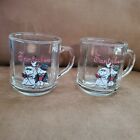Marshall Fields Vintage  Mr & Mrs Santa Bear Christmas 2000 Glass Mugs  Set of 2