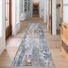 famibay Modern Abstract Runner Rugs for Hallway 2x10 2x10ft, Grey and Rust 