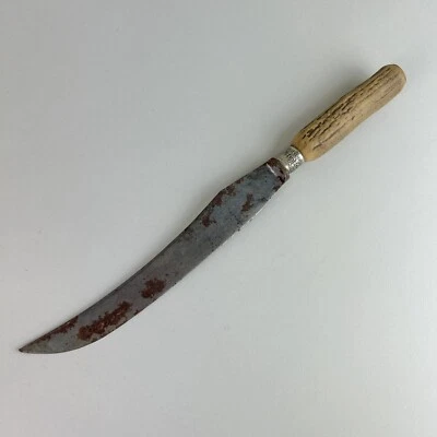 Антикварный нож для резьбы 1870-х ALFRED WILLIAMS Sheffield лезвие 9,5 дюйма - олень рога - Изображение 1 из 4