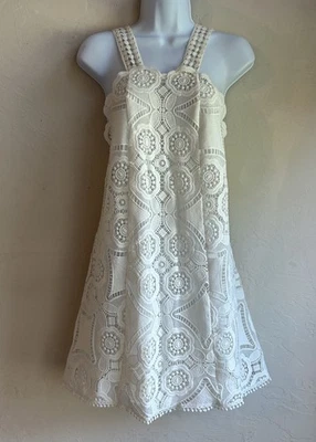 Mini Vestido Alexis Iva Bordado XS Blanco Crochet Boda Fiesta Resort Lujo  Foto 1 de 4