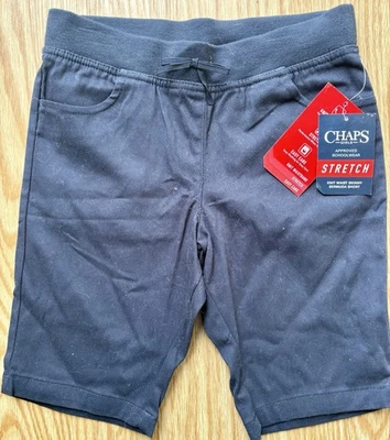 Pantalones Cortos Bermudas Chaps Niñas Talla 10 Azul Marino Elastizados Tejido Cintura Ajuste Ajustado Foto 1 de 2