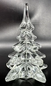Vtg Crystal Clear Glass Christmas Tree 5.25" Devine Taiwan Holiday Decor Figure - Picture 1 of 8