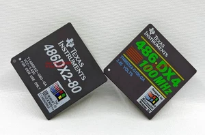 2PCS TI 486DX2-80 TI486-DX4 antique gold-plated CPU high collectible value - Picture 1 of 3