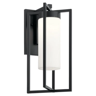 Kichler Drega 18,5 pulgadas 1 luz de pared LED con vidrio grabado satinado en negro Foto 1 de 2