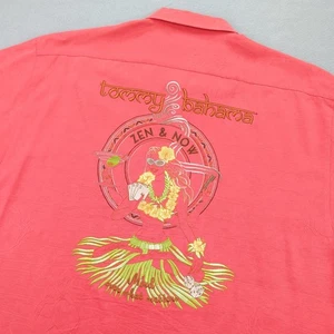 Tommy Bahama Hemd Herren Large rot Seide Camp Zen & Now Hula Girl bestickt Krabbe - Bild 1 von 13