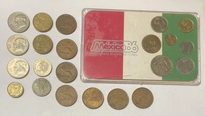 Mexico 86 World Cup 7 Coin Set Plus 15 Additional Mexican Coins- Pesos/Centavos - Picture 1 of 6