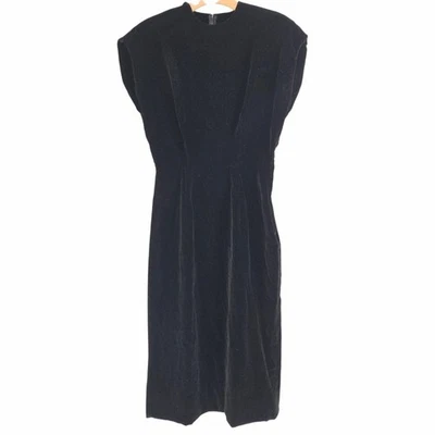 Vintage 50s Black Wiggle Dress Size Sleeve Black Velvet Cocktail Party Pencil  - Image 1 of 4