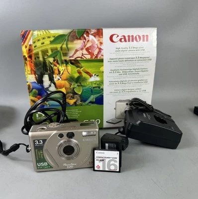 Canon PowerShot S20 3.3MP Digital Camera, Boxed With Charger & CF Card - Tested - Image 1 of 4