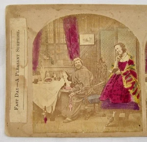 Stereoview Fast Day A Pleasant Surprise Catholic Priest Rosary Hiding Food (O) - Picture 1 of 4