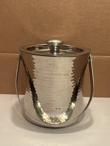 Towle Silversmiths Stainless Steel Ice Bucket Chest Hammered With Handle - Picture 1 of 9
