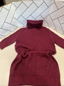 Liz Claiborne Turtleneck Sweater Size Small Glitter Short Sleeve Ribbed Sparkle - Picture 1 of 7