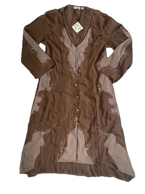 NWT Nataya age of love Brown Lace Vintage Look Button Front Midi Dress Women’s L - Image 1 of 4