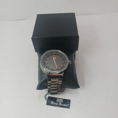 Reloj de cuarzo Mark Naimer para hombre tono plateado esfera negra correa negra con caja Foto 1 de 4
