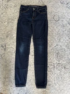 AMERICAN EAGLE Women's Size 2 Regular Dark Wash Stretch Denim Jegging Jeans - Picture 1 of 7