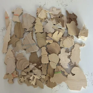 Vtg Laser Cut Out Wood Flat Shapes Lot Ornaments Craft Christmas Unfinished - Picture 1 of 16