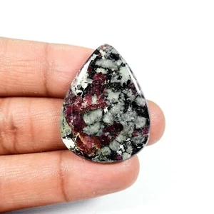 Natural Pink Gray Eudialyte Cabochon Pear Shape Gemstone Loose 31 Cts #8758 - Picture 1 of 7