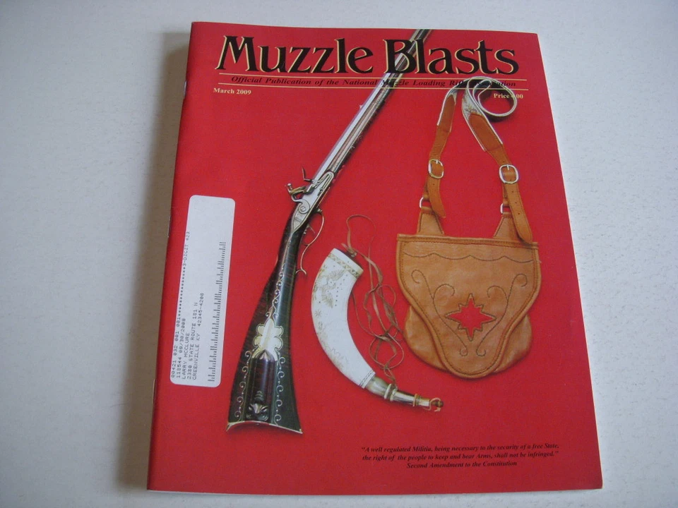 MUZZLE BLASTS Magazine, MARCH, 2009, SLIDING WOODEN PATCHBOX COVER, JOHN HOUSE! - Image 1 of 1