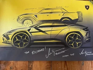Lamborghini Sketch LM002 Drawing Poster Mitja Borkert Art Signed 2018 14 X 10 - Picture 1 of 7