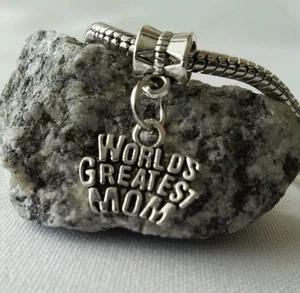 Greatest Mom Best Mom Dangle Charm Pendant F/European Style Bracelet/Necklace - Picture 1 of 3