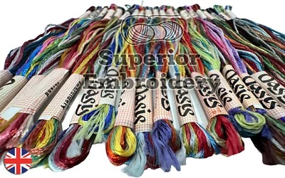 25 Skeins Art Silk/Rayon Stranded Multi Colour Variegated Embroidery Threads UK - Image 1 of 4