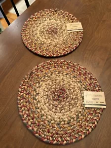 Par de remaches trenzados - 8" redondos - verde tostado borgoña - cosecha de especias caseras - Imagen 1 de 3