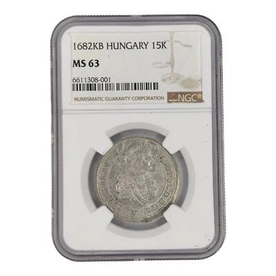 NGC MS63 1682 Hungría 15 Krajczar Moneda de Plata Leopoldo I 'Louis El Hogmouth' Foto 1 de 4