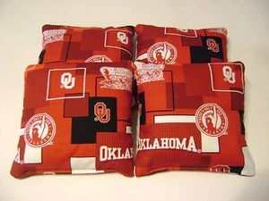 4 CORNHOLE BEAN BAG TOSS GAME OKLAHOMA SOONERS TAILGATE TOP QUALITY REGULATION - Picture 1 of 1