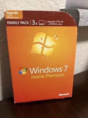 Microsoft Windows 7 Home Premium Upgrade Family Pack 3PC Genuino 32 y 64 bits Foto 1 de 4
