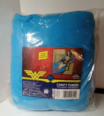 Wonder Woman Adult Comfy Fleece Throw Blanket w Sleeves 48”x 71” DC Comics New - Image 1 of 4