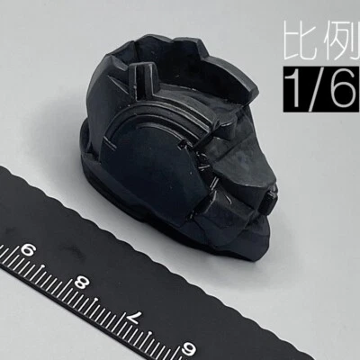 Modelo de escultura de cabeza de media cara mecánica negra 1/6 para cuerpo de figura fuerte de 12" Foto 1 de 3