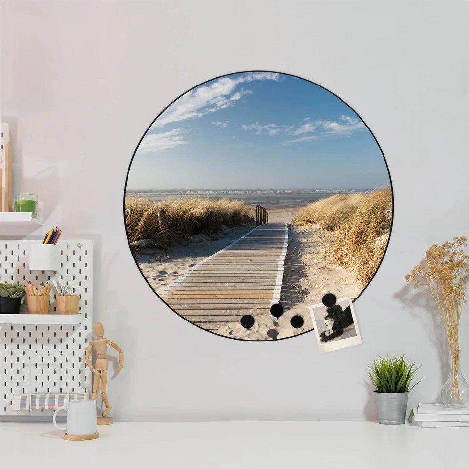 banjado Magnettafel schwarz Motiv rund Pinnwand magnetisch  Dünen - Bild 1 von 1