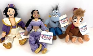 Disney Store Aladdin Mini Bean Bag Plush Genie Jafar Abu Jasmine Lot - Picture 1 of 5