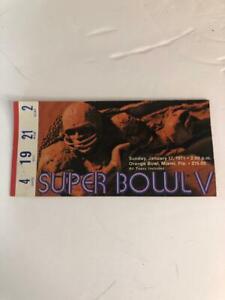1971 Super Bowl V 5 Baltimore Colts Vs. Dallas Cowboys NFL Football Ticket Stub