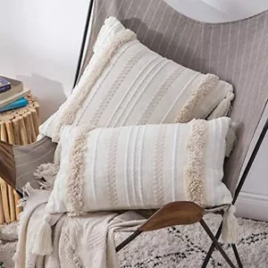 Boho Tassel Tufted Woven Throw Pillow Cushion Cover Pillow Shell Pillowcase - Picture 1 of 14
