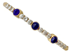 Victorian 4.48 ct Sapphire and 1.20 ct Diamond 18Carat Yellow Gold Bangle - Picture 1 of 12