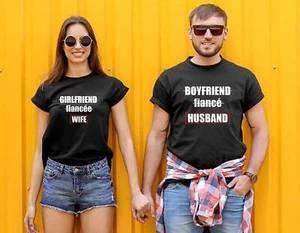 Couple Matching T-shirts Boyfriend Fiance Husband Girlfriend Fiancee Wife - Picture 1 of 7