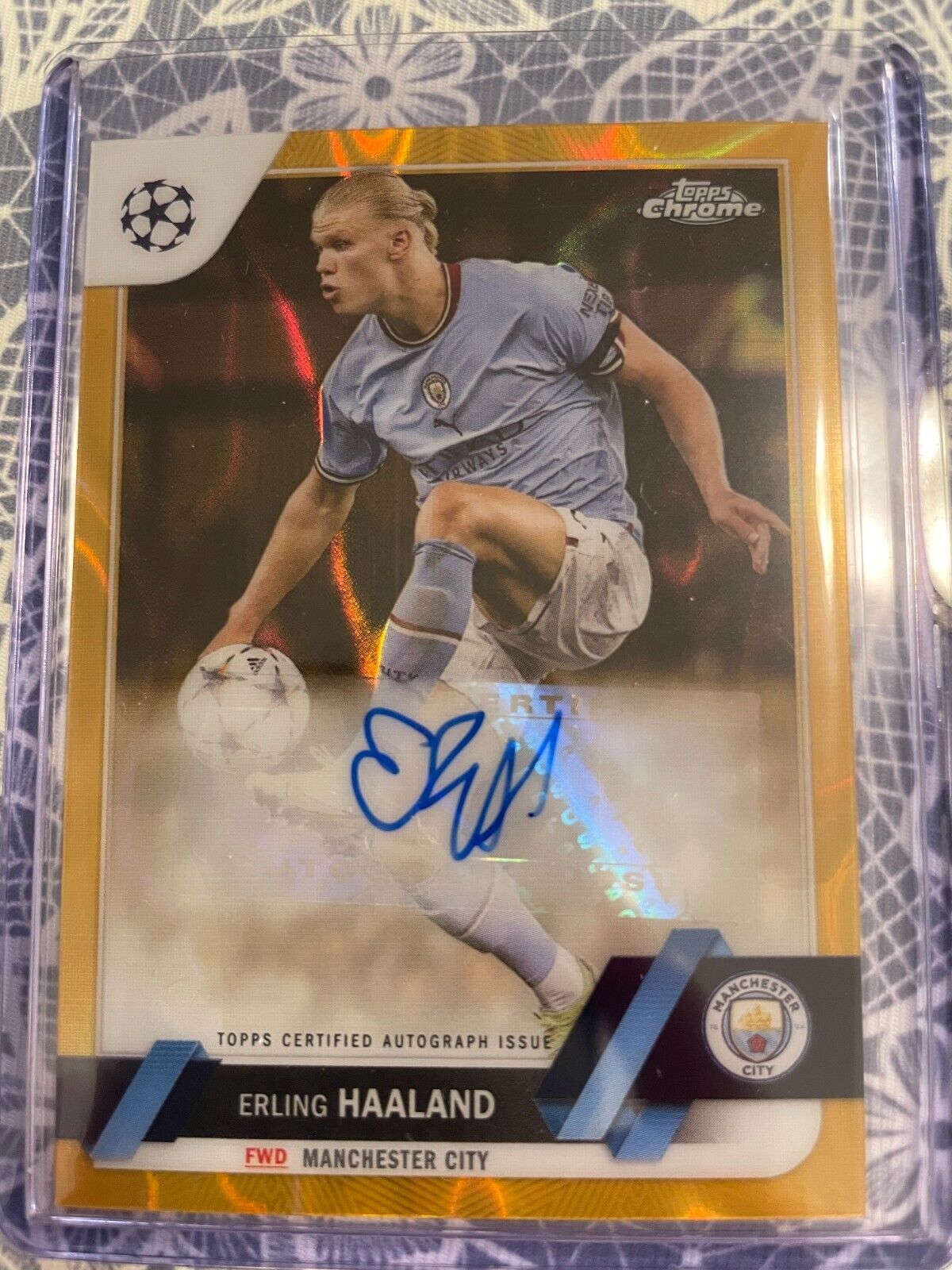 2022-23 Topps Chrome UCC UEFA Erling Haaland Gold Lava Auto SP 1:688