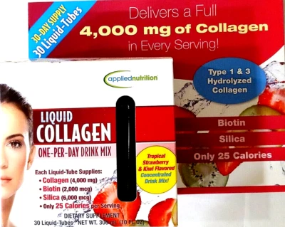 Applied Nutrition Liquid Collagen Type I & II Strawberry/Kiwi 30 ct EXP 06/2026 Foto 1 de 2