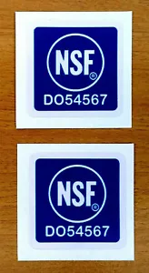 TWO 2 NSF NATIONAL SCIENCE SPACE NASA RESTAURANT SAFETY DECAL STICKERS 1" x 1"  - Picture 1 of 2