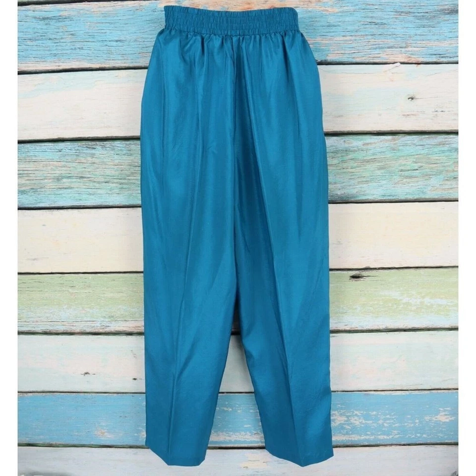 Calça de Moletom Leslie Fay Feminina Tamanho M Azul Cintilante Poli Elástico Bolsos na Cintura - Imagem 1 de 4