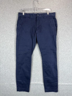 J Crew Stretch Pants Mens 32x30 Navy Blue Slim Fit Chino Casual Flat Front - Image 1 of 4