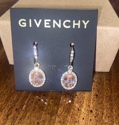 Pendientes colgantes de cristal Givenchy color oro y morganita Foto 1 de 4