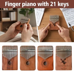 Finger 21 Keys Kalimba Thumb Piano Instrument Mahogany Wood ♈ - Bild 1 von 16