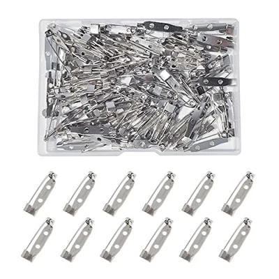 100 Pcs Locking Pins Backs Safety Clasp Brooch, Silver Brooch Clasp Pin, 25mm - Image 1 of 4