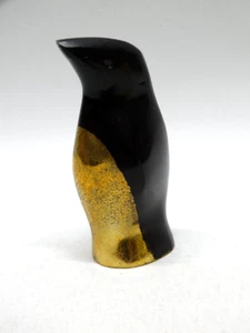 Pinguino vintage in ottone nero e oro alto 2,5" - Foto 1 di 10