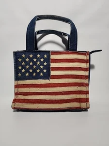 St Johns Bay Vintage 90s American Flag Denim Jean Purse Red White Blue Handtasche  - Bild 1 von 10