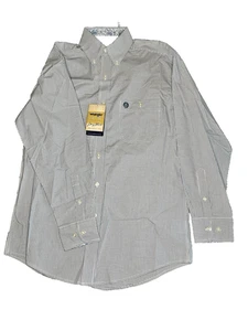 Wrangler George Strait Flip Cuff Blue Check Button Down Long Sleeve Shirt L - Picture 1 of 6