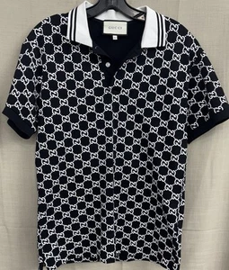 Gucci Polo Uomo Piccola Nera Bianca Collo - Foto 1 di 9